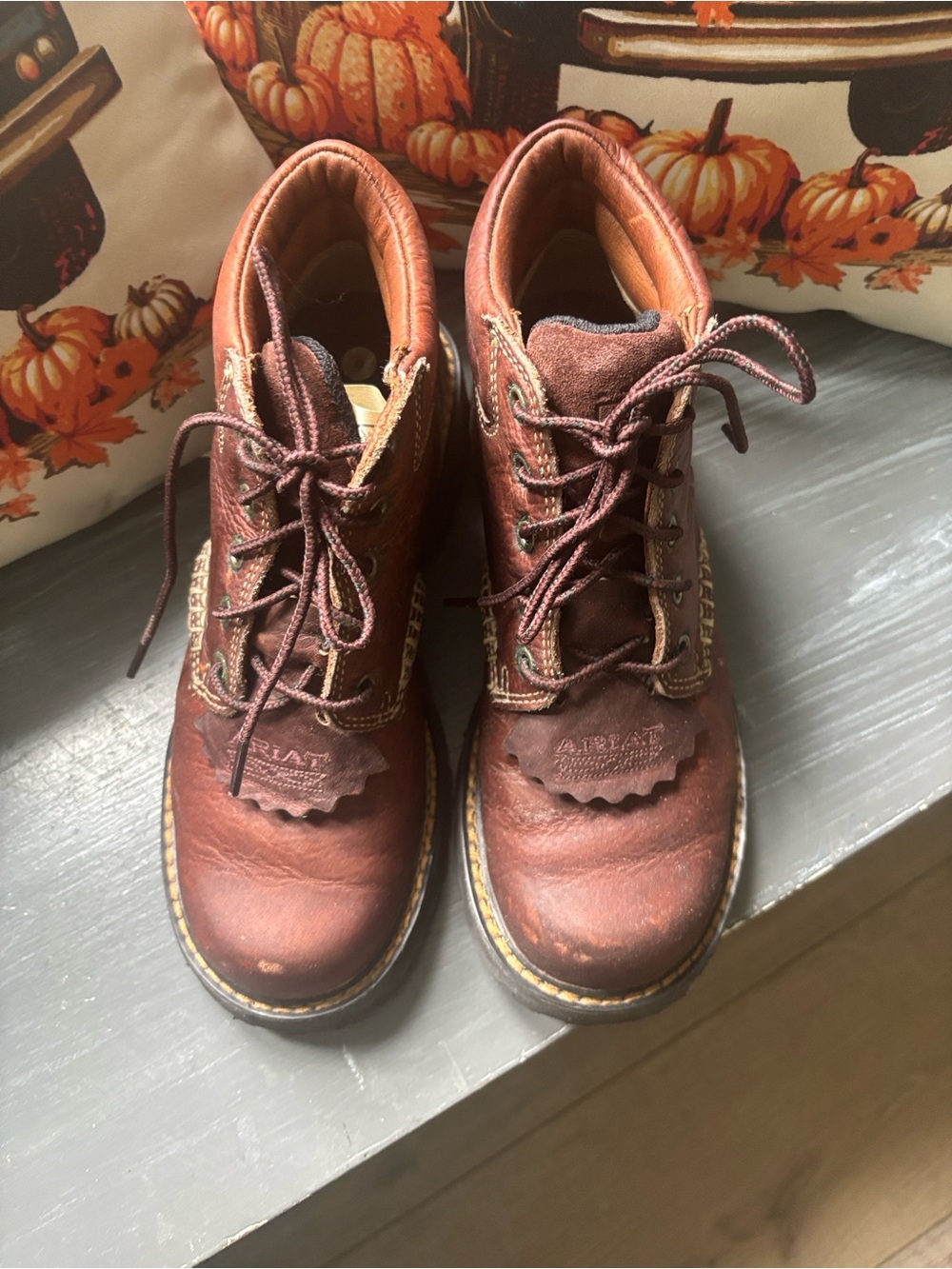 Ariat Kids Brown Leather Lace-Up Ankle Boots